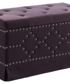 Velvet Upholstered Tufted Storage Bench with Nailhead Trims,Gray