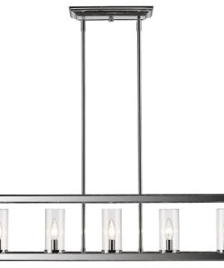 5-Light Linear Chrome Pendant With Clear Glass