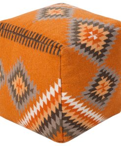 Surya Poufs Cube Pouf, Burnt Orange, Olive, Tan, Khaki, Camel