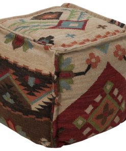 Surya Frontier Rustic Wool And Polyester Cube Pouf With Multi-Color POUF-17
