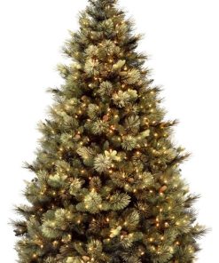 7 1/2' Carolina Pine Hinged Tree With 86 Flocked Cones and 750 Clear Lights