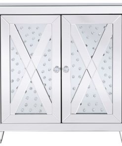 28 In Clear Crystal Mirrored Two Door Cabinet