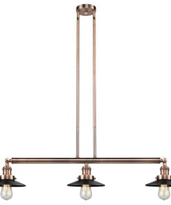 3-Light Railroad 40" Island Light, Antique Copper