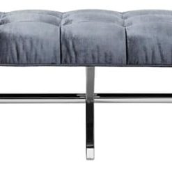 Uptown Club Tufted Upholstered Bench with Steel X Base in Dark Gray Velvet