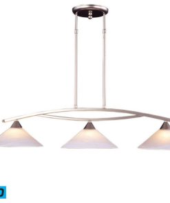 3-Light Island Light, Satin Nickel and Tea Swirl Glass, Led, 800 Lumens