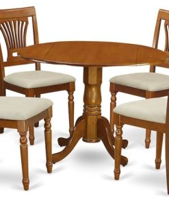 5-Piece Kitchen Nook Dining Set, Round Table Plus 4 Dinette Chairs, Saddle Brown