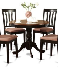 5-Piece Kitchen Table Set, Small Table and 4 Dining Chairs, Black, Cherry