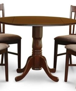 5-Piece Small Kitchen Table Set-Round Table and Dinette Chairs, Mahogany