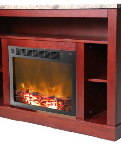 47 In. Electric Fireplace Heater with a 1500W Log Insert and Mahogany Mantel