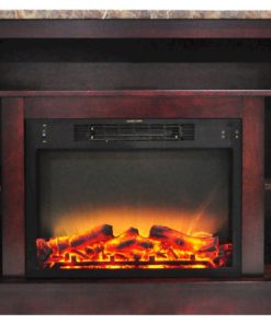47.2"x15.7"x32.5" Seville Fireplace Mantel With Logs and Grate Insert, Mahogany