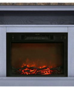 47" Electric Fireplace With 1500W Charred Log Insert and A/V Storage Mantel