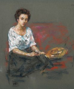 Thomas Strickland "Tina With Hat in Lap" Pastel Drawing