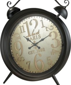 Sterling Picpus Table Clock in Dark Rust, Pewter and Burlap Finish 3214-1008