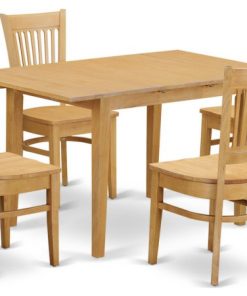 5-Piece Dining Room Set, Table and 4 Chairs, Oak