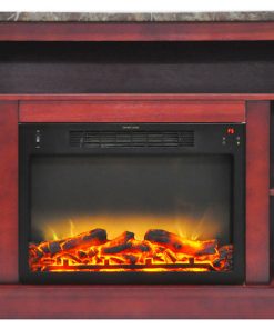 47 In. Electric Fireplace with Enhanced Log Insert and Cherry Mantel