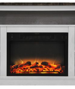 47 In. Electric Fireplace with Enhanced Log Insert and White Mantel