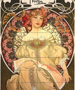 Tile Mural Kitchen Backsplash - Reverie - by Alphonse Mucha