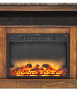 47 In. Electric Fireplace with Enhanced Log Insert and Walnut Mantel