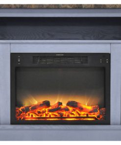 47 In. Electric Fireplace with Enhanced Log Insert and Slate Blue Mantel