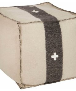 Swiss Army Pouf 24X24X24 Cream And Black