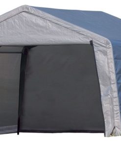 12'x12'x8' Peak Style Storage Shed, 1-3/8" Frame, Gray Cover