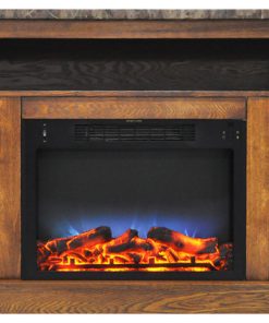 47 In. Electric Fireplace with a Multi-Color LED Insert and Walnut Mantel