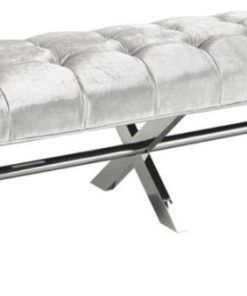 Uptown Club Grimm Transitional Velvet Tufted Bench in Gray