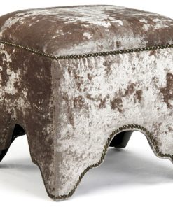 Willem Cubic Stool, Crushed Champagne Velvet