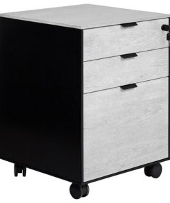 Unique Furniture Oslo 3-drawer Ash Wood Mobile Pedestal in White Matte Lacquer