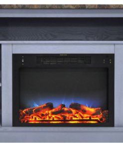 47" Electric Fireplace With a Multi-Color LED Insert and Slate Blue Mantel