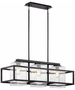3 light Outdoor Linear Chandelier - 13.25 inches tall by 12 inches wide 3