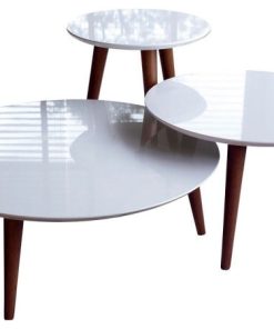 3-Piece Moore End Tables, White Gloss