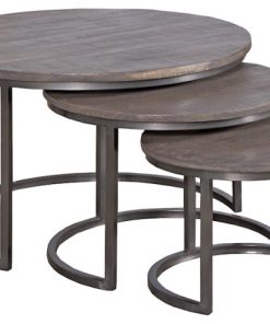 Steinworld Quint Accent Tables, Set of 3, Black Iron/Nat Stain/Lacquered