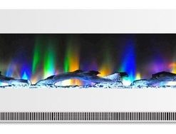 78" Color Changing Wall Mount Fireplace With Logs