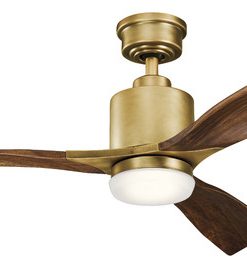 52" Ridley II Fan LED, Natural Brass/Cherry Blades