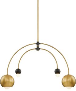 Willow 4-Light Chandelier Aged Brass/Black Finish