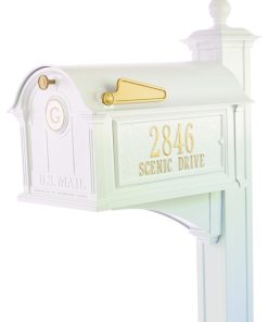 Whitehall Balmoral Extra Large Mailbox, Custom Monogram Mail Box Post - White/G