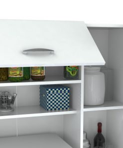 White Finish Wood Kitchen Storage Cabinet