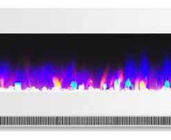 60" Color Changing Wall Mount Fireplace With Crystals
