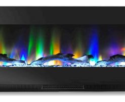 60" Color Changing Wall Mount Fireplace With Logs