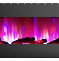 60" Recessed Wall Mounted Electric Fireplace With Logs and LED Display, Black