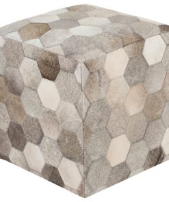 Surya Rustic Trail Pouf With Light Gray And Charcoal Finish TLPF-001