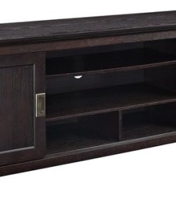 70" Wood TV Stand With Sliding Doors, Espresso