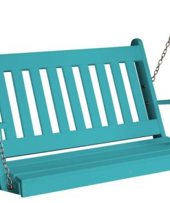 4' Poly Traditional English Porch Swing, Aruba Blue