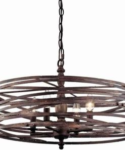 4-Light Strap Cage Chandelier - Weathered Iron