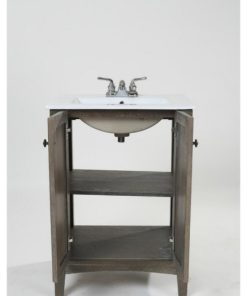24" Single Bathroom Vanity Set, Weathered Oak