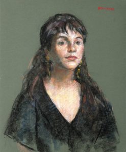 Thomas Strickland "Portrait of a Woman" Lourdes, Pastel Drawing