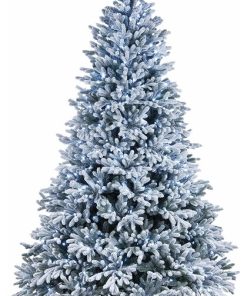 7 1/2' Feel Real Snowy Hamilton Spruce Hinged Tree-750 Cool White LED Lights