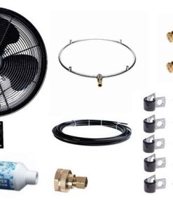 18" Wall/Ceiling Mounted, Oscillating Misting Fan KIT, Black