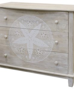 StyleCraft Montauk Coastal Three Drawer Accent Chest With White SF25447DS